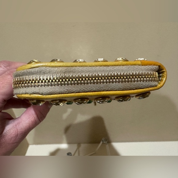 Prada Yellow Saffiano Bijou Jewel Leather Zip Around Long Zippy Wallet - Picture 4 of 16